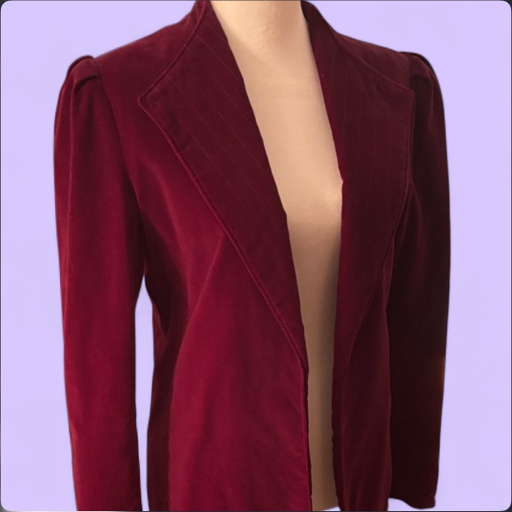 Vintage J. Ashford Burgundy Velour Blazer | Size 7 | 80’s Structured Jacket